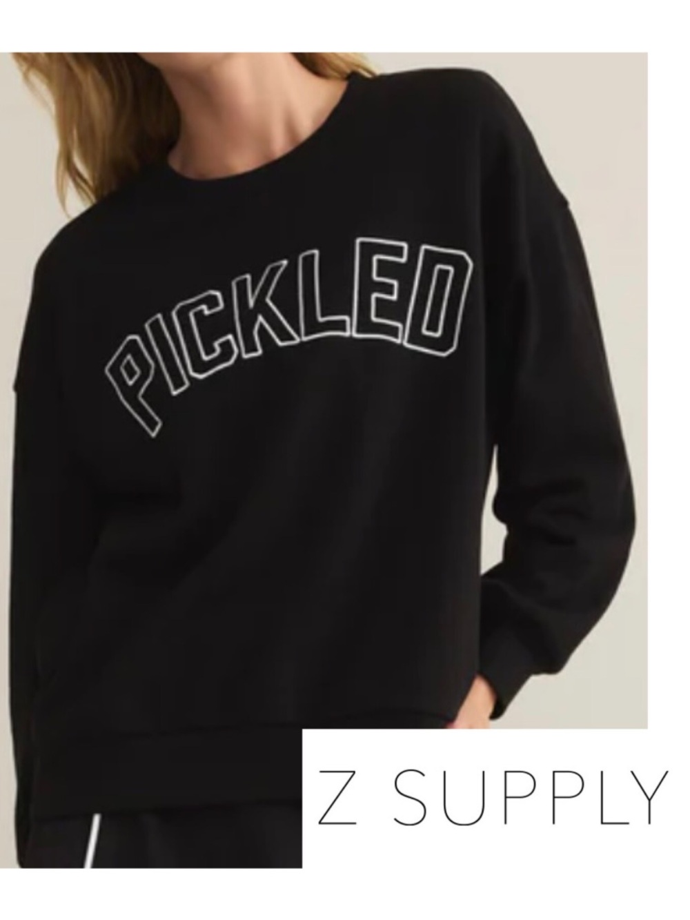 NEW ZSupply PICKLED SWEATSHIRT ZVT251123S BLACK